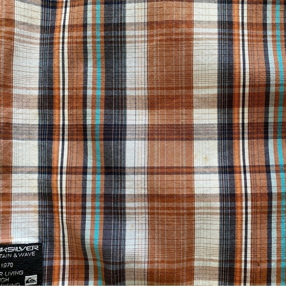 QUIKSILVER Brown Plaid Short Sleeve Collared Shirt Men M Medium - Picture 6 of 9